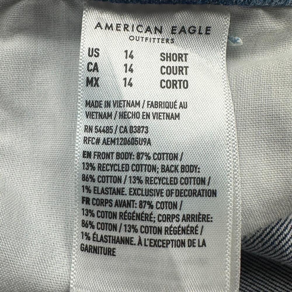 American Eagle Jeans Womens 14 Short Blue Super High Rise Baggy Straight - Picture 8 of 13